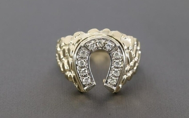 14Kt Men's Diamond "Horse Shoe" Diamond Ring