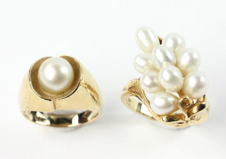 14k Gold Pearl Rings