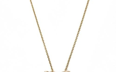 14k Yellow Gold and Diamond Hibiscus Flower Necklace