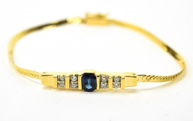 14kt Yellow Gold Diamond & Sapphire Bracelet