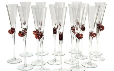 16 Continental Cut Glass Snail Escargot Caviar Wine Goblets