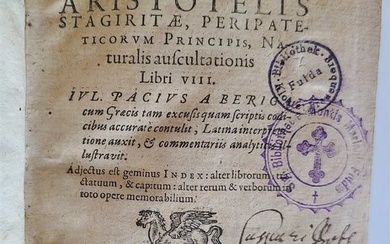1608 ARISTOTLE Aristotelous Physics Akroaseos Biblia antique
