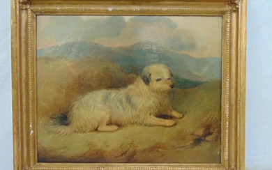 Painting, Dog, Charles Bilger Spalding, 1845, showing a