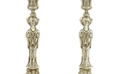 A pair of silver-plated candlesticks