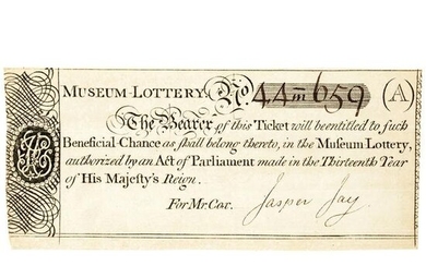 (1773) British Museum LOTTERY Ticket Raises Funds