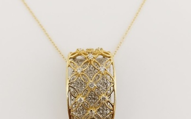 18 kt. Bicolour - Necklace with pendant - 1.44 ct Diamond