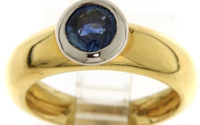 18 kt. Bicolour, White gold, Yellow gold - Ring - 1.00 ct Sapphire