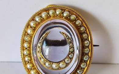 18 kt. Freshwater pearls, Yellow gold - Brooch, Pendant