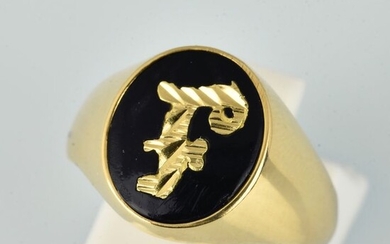 18 kt. Gold - Ring Onyx