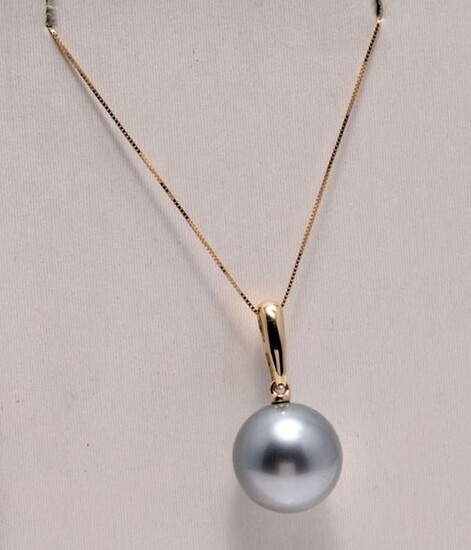 18 kt. Tahitian pearl, Yellow gold, 12.7mm - Necklace with pendant