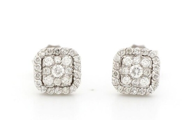 18 kt. White gold - Earrings - 0.76 ct Diamonds - Diamonds