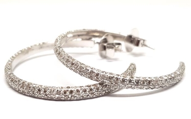18 kt. White gold - Earrings - 4.10 ct Diamond