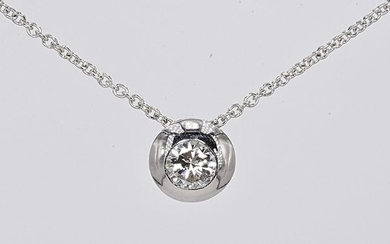 18 kt. White gold - Solitaire necklace - 0.47 ct Diamond