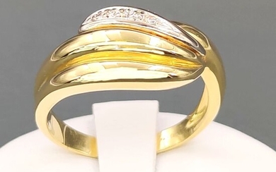 18 kt. White gold, Yellow gold - Ring - 0.08 ct Diamonds