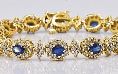 18 kt. Yellow gold - Bracelet - 7.21 ct Sapphire - 4.37 Ct Diamonds