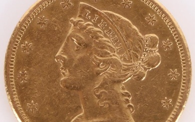1887 $5 LIBERTY HEAD HALF EAGLE 90% GOLD COIN