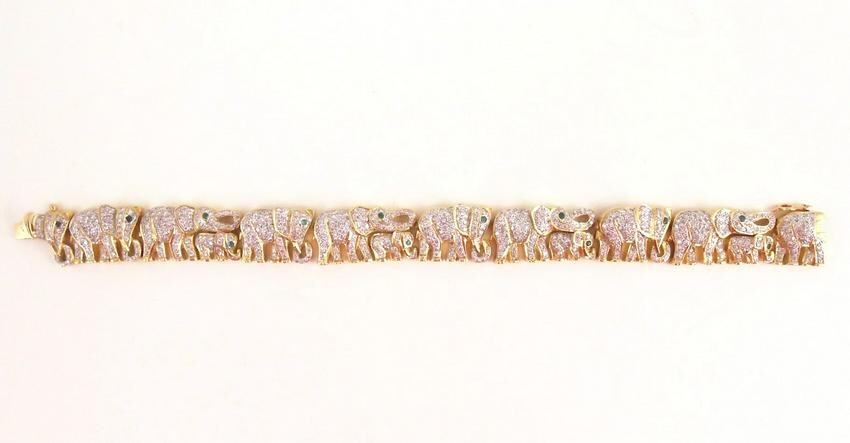 18K Gold & Diamond Elephant-Link Bracelet