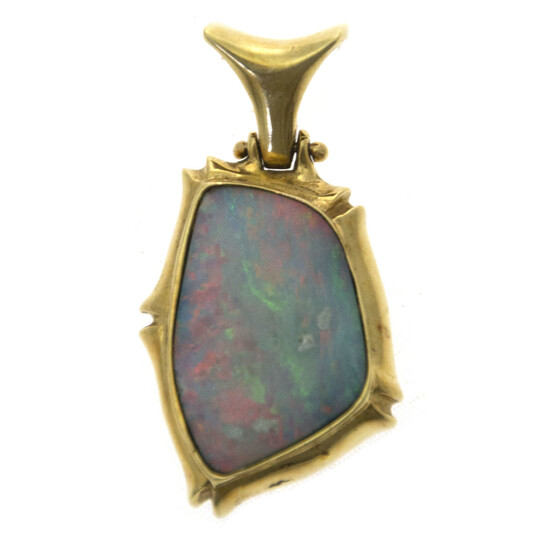 18k Yellow Gold and Fire Opal Pendant.