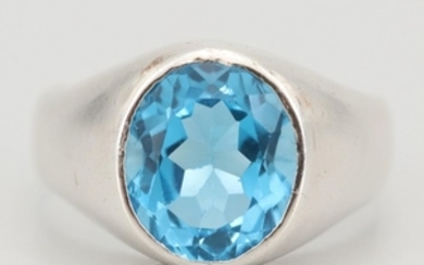 Sterling Silver and 6.00 CT Blue Topaz Ring