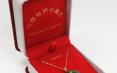 18k Gold Hetian Jade of Xinjiang China Necklace