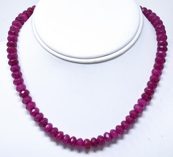 18kt Yellow Gold & 165 Carat Ruby Bead Necklace
