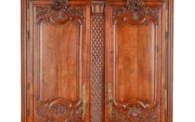 (18th c) OAK TWO DOOR FRENCH ARMOIRE