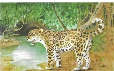1920's Jaguar, Color Lithograph Print