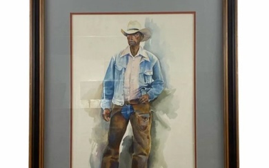 1987 Cowboy WaterColor Painting by Tom Darrah