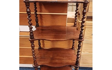 19TH CENTURY ROSEWOOD WHAT-NOT WITH BARLEY TWIST SUPPORTS, O...