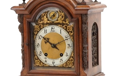 19th century walnut bracket clock striking on two gongs and ...