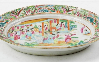 19thC Chinese Rose Mandarin Oval Platter