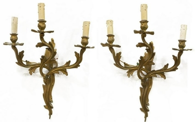 (2) FRENCH LOUIS XV STYLE THREE-LIGHT WALL SCONCES