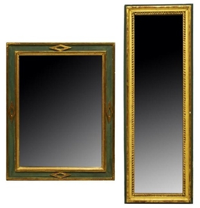 (2) FRENCH PAINTED GILTWOOD WALL MIRRORS
