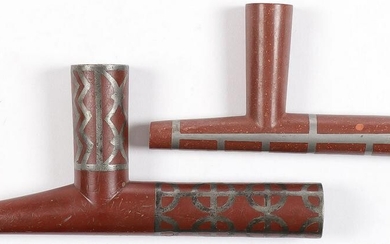 2 PLAINS INDIAN CATLINITE PIPES
