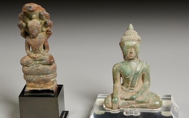 (2) Southeast Asian seated bronze Buddha figures