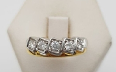 18 kt. White gold, Yellow gold - Ring - 0.75 ct Diamond