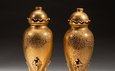 24k Gold Filled Gallagher Porcelain Urns