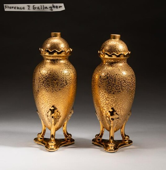 24k Gold Filled Gallagher Porcelain Urns