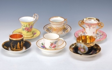 large Lot of 6 cups with saucers,...