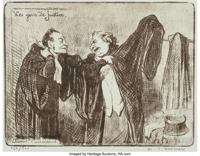 27065: Honoré Daumier (French, 1808-1879) Avant l'audi