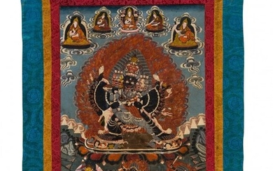 28065: A Himalayan Thangka Depicting Yamantaka and Cons