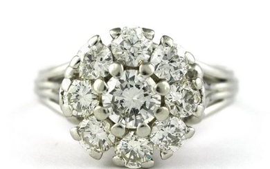 Luxury Antique Flower-setting - 18 kt. White gold - Ring Diamond