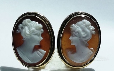 18 kt. Yellow gold - Earrings, Cameo