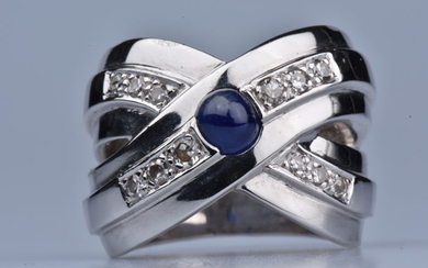 18 kt. White gold - Ring Sapphire - Diamond
