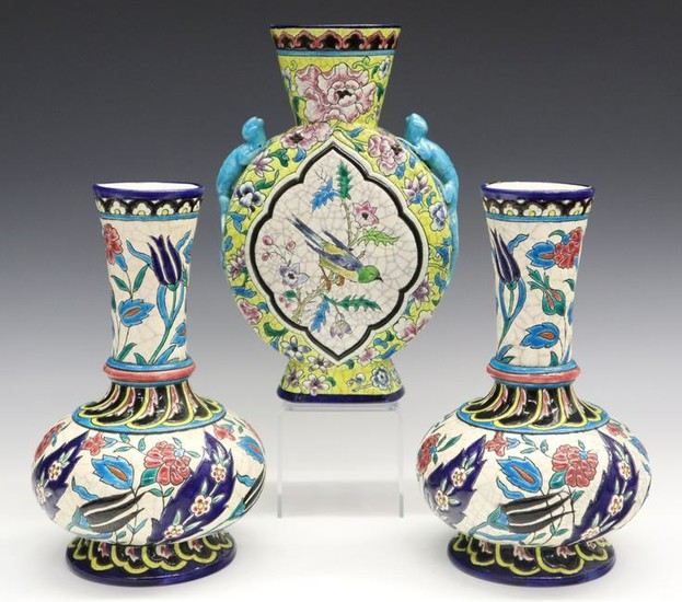 3 Longwy Vases