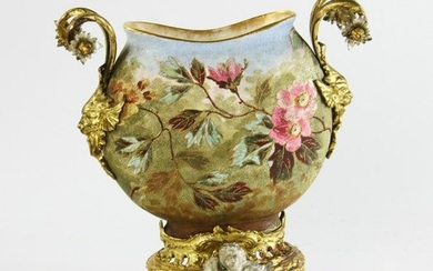 19thC Centerpiece Hand Painted with Bronze Mounts
