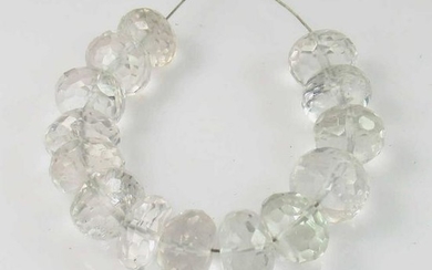 36.49 Ct Genuine 14 White Quartz Drilled Round Beads
