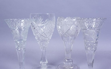 4 Assorted Antique ABP Cut Glass Vases