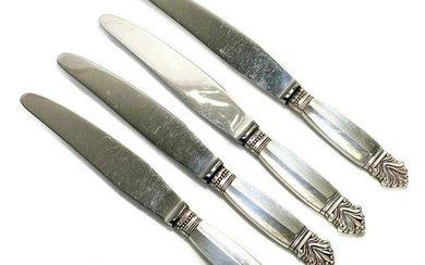 4 Georg Jensen Sterling Silver Knives in Acanthus