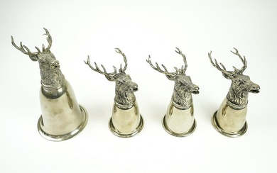 4 Gucci Stag Head Silver Plated Stirrup Cups